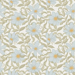 Summer Gray Fredrik Lake bloemenbehang voor de kinderkamer en babykamer in offwhite groen en lichtblauwe kleuren.