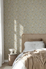 Summer Gray Fredrik Lake bloemenbehang voor de kinderkamer en babykamer in offwhite groen en lichtblauwe kleuren.
