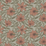 Summer Gray Fredrik Ruby bloemenbehang voor de kinderkamer en babykamer in lichtblauw groen en rood/roze kleuren.