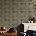Summer Gray Fredrik Spring bloemenbehang voor de kinderkamer en babykamer in beige groen en offwhite kleuren.