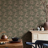 Summer Gray Fredrik Spring bloemenbehang voor de kinderkamer en babykamer in beige groen en offwhite kleuren.