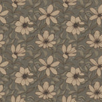 Summer Gray Fredrik Taupe bloemenbehang voor de kinderkamer en babykamer in taupe groen en offwhite kleuren.