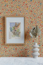 Summer Gray Freja Confetti bloemen behang voor de kinderkamer beige met gekleurde bloemetjes 