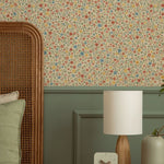 Summer Gray Freja Confetti bloemen behang voor de kinderkamer beige met gekleurde bloemetjes 