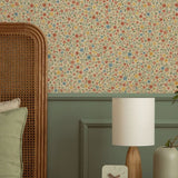 Summer Gray Freja Confetti bloemen behang voor de kinderkamer beige met gekleurde bloemetjes 