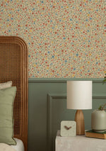Summer Gray Freja Confetti bloemen behang voor de kinderkamer beige met gekleurde bloemetjes 