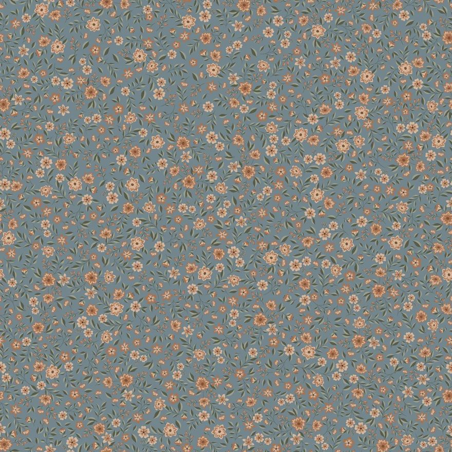 Summer Gray Freja Sky bloemen behang voor de kinderkamer blauw met roze bloemetjes 