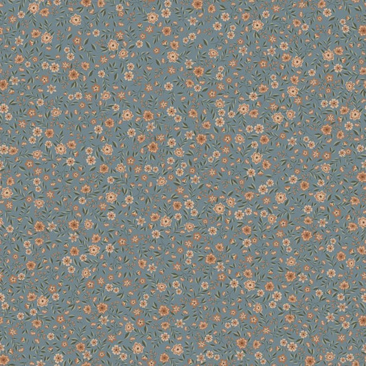 Summer Gray Freja Sky bloemen behang voor de kinderkamer blauw met roze bloemetjes 