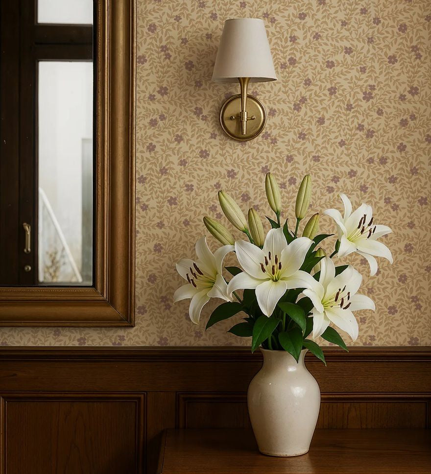 Lief Summer Gray bloemenbehang kinderkamer babykamer violet paars