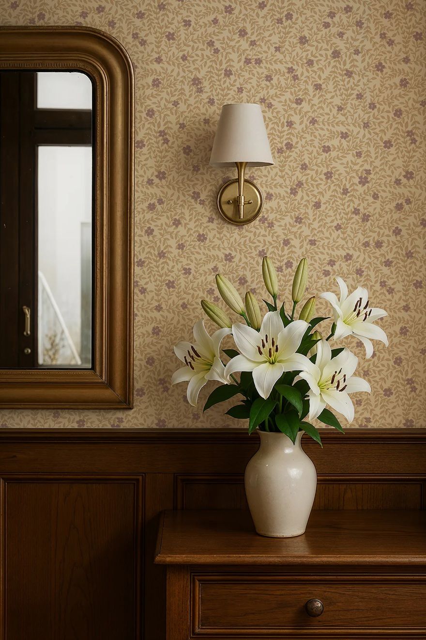 Lief Summer Gray bloemenbehang kinderkamer babykamer violet paars