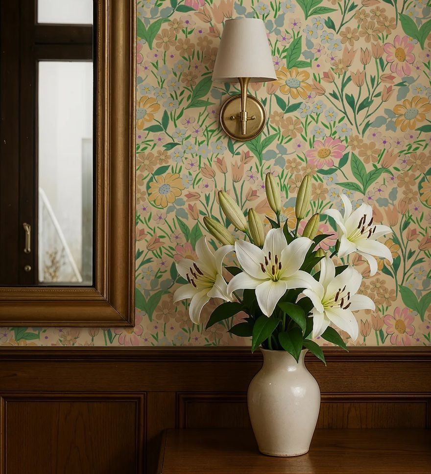 Summer Gray Lola Fern bloemenbehang voor meisjeskamer groen
