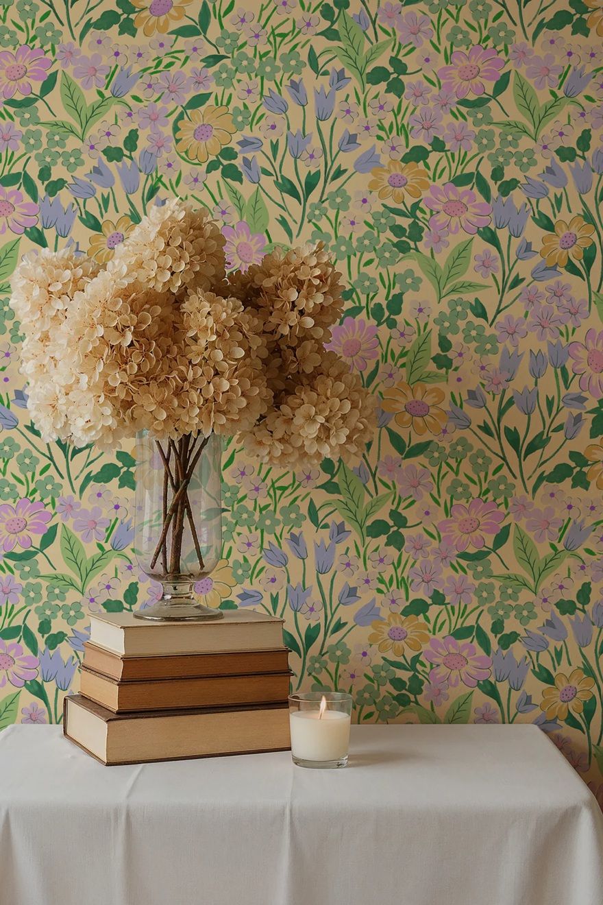 Summer Gray Lola lemon bloemenbehang voor meisjeskamer lemon