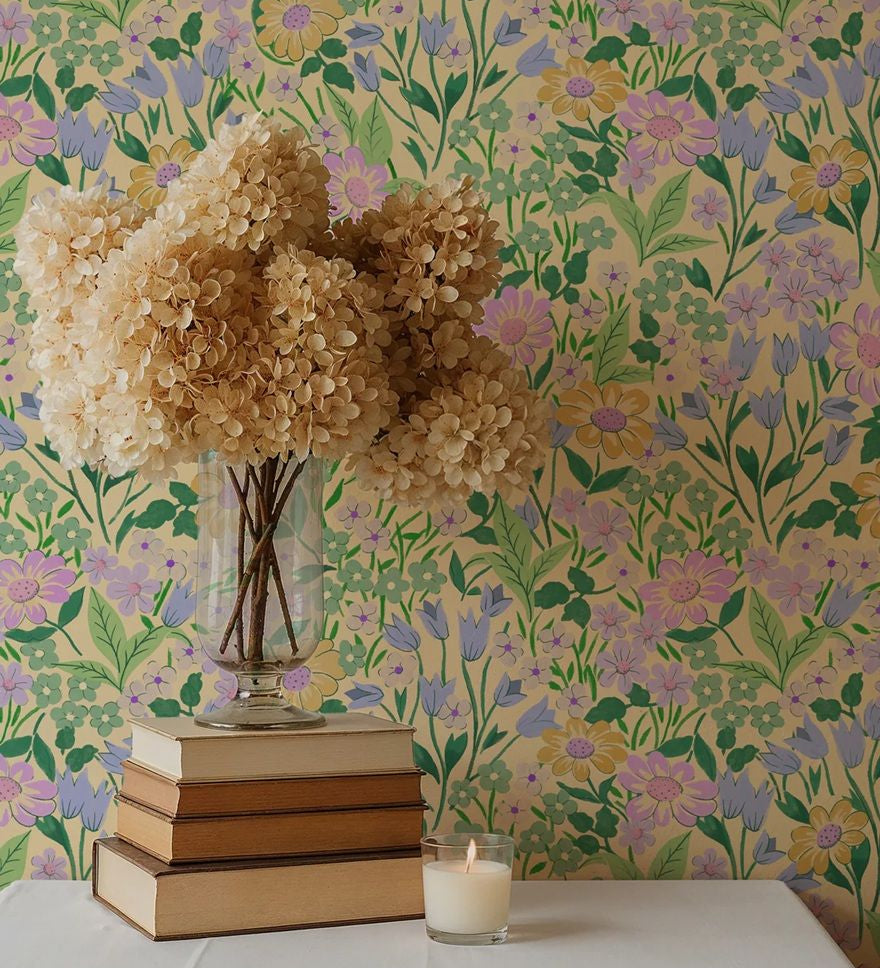 Summer Gray Lola lemon bloemenbehang voor meisjeskamer lemon