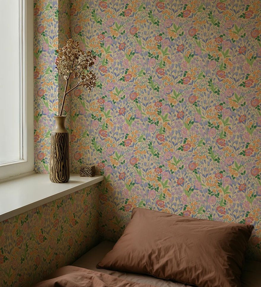 Summer Gray Lola petit bloemenbehang voor meisjeskamer lilac lila paars