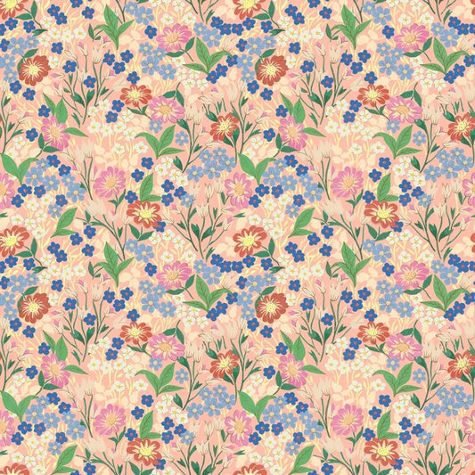 Summer Gray Lola petit bloemenbehang voor meisjeskamer peach perzik roze