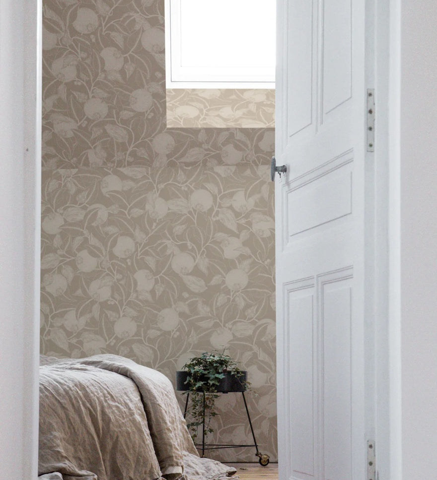 Summer Gray pomegranate granaatappel behang voor de kinderkamer en babykamer Stone Beige 