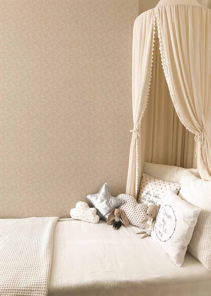 Summer Gray Doris bloemen behang voor de kinderkamer en babykamer pink roze 