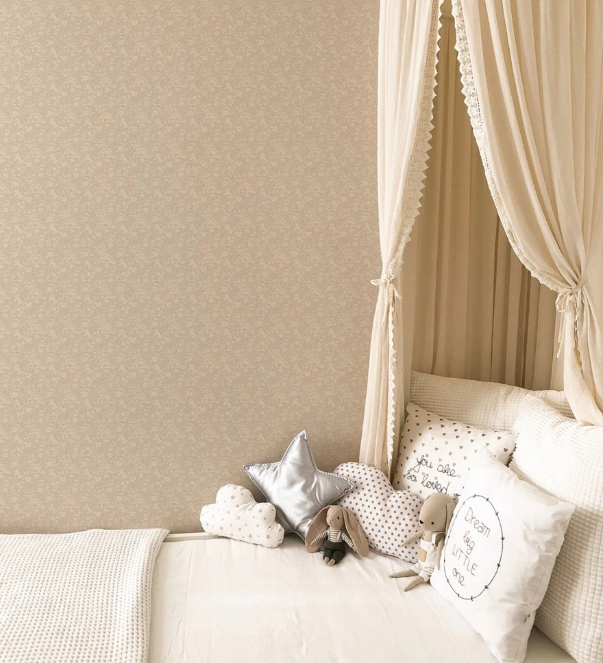 Summer Gray Doris bloemen behang voor de kinderkamer en babykamer pink roze 