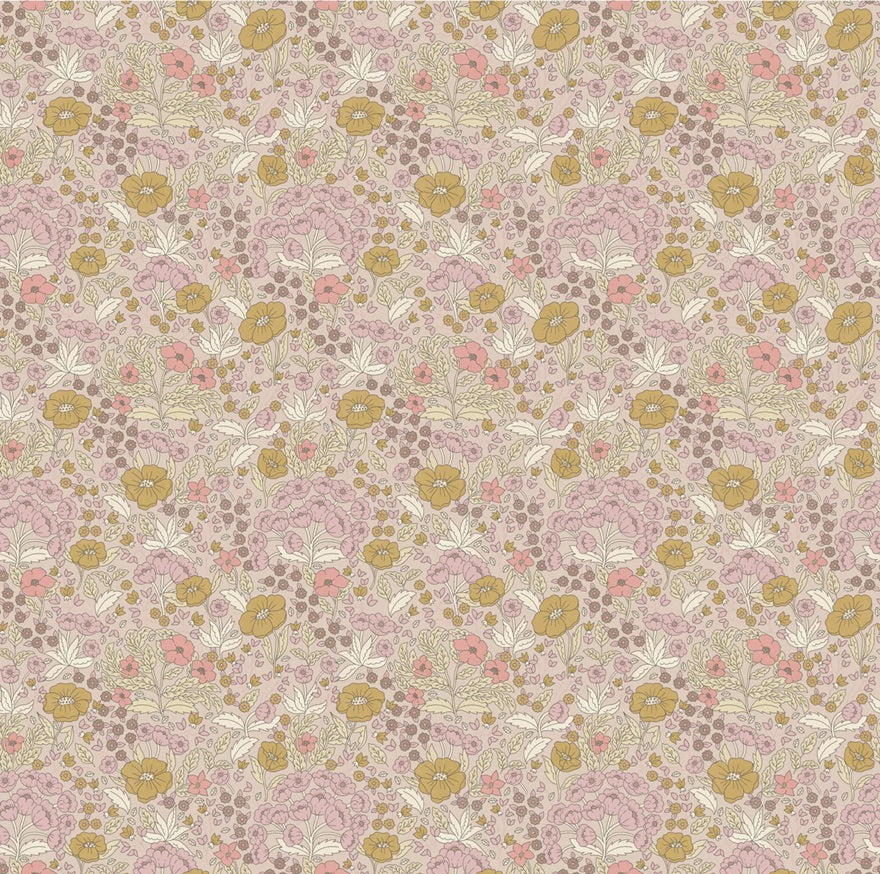 Summer Gray Doris bloemen behang voor de kinderkamer en babykamer pink roze lila