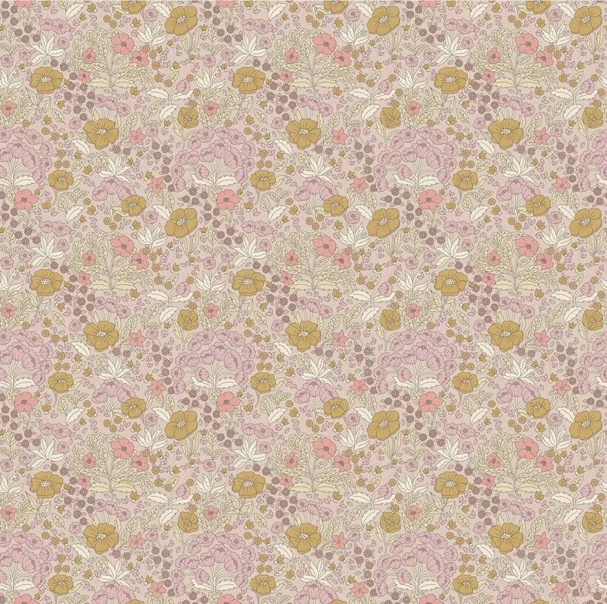 Summer Gray Doris bloemen behang voor de kinderkamer en babykamer pink roze lila