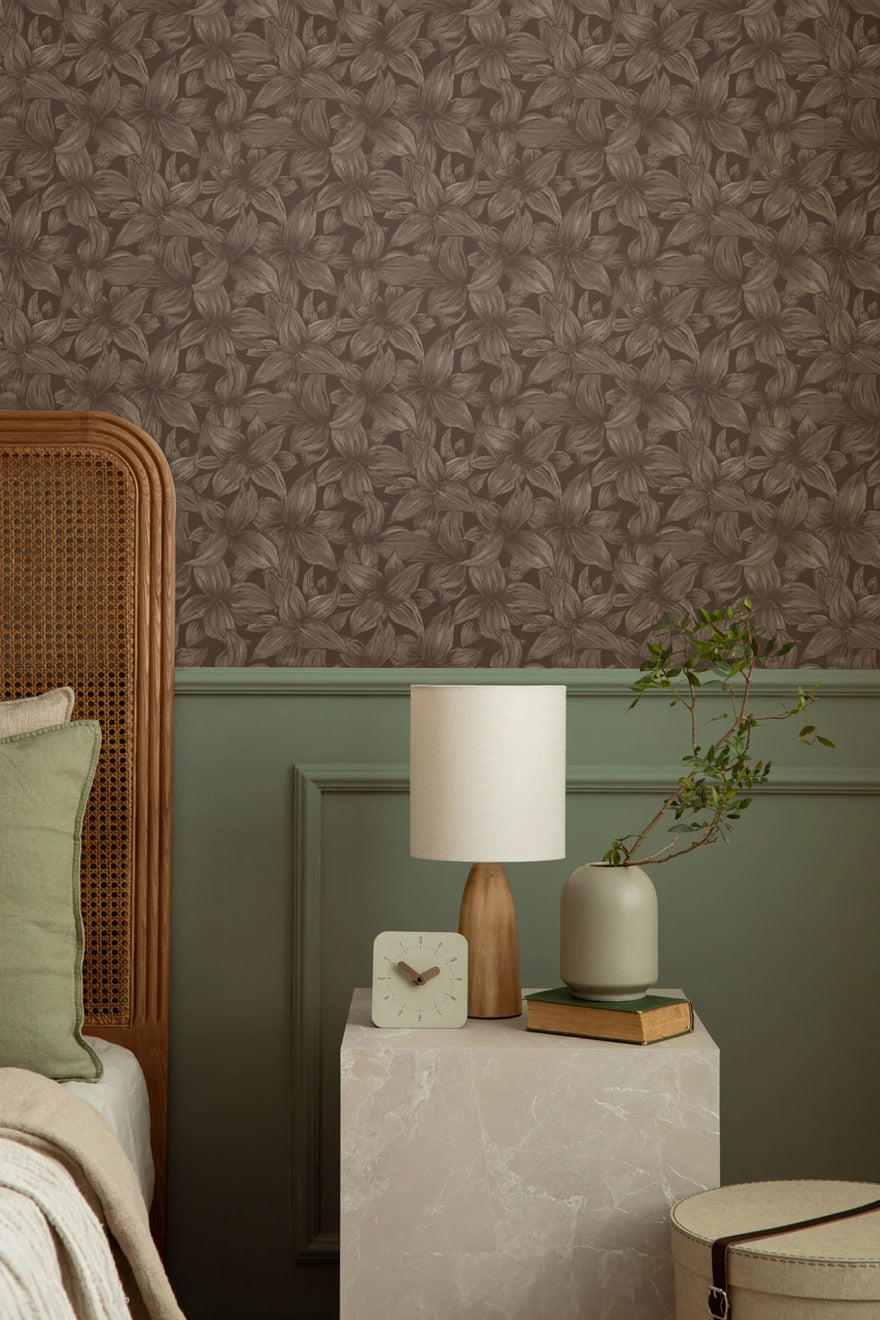 Summer Gray bloemen behang voor de kinderkamer folia clay red roest bruin
