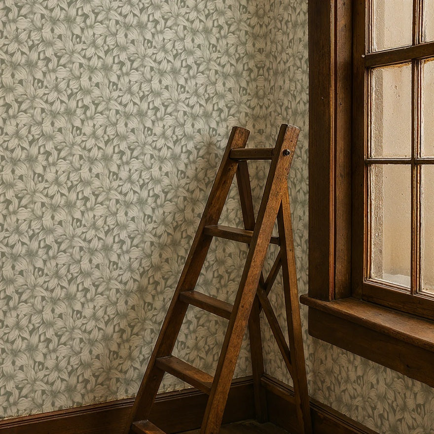 Summer Gray bloemen behang voor de kinderkamer folia laurel green groen