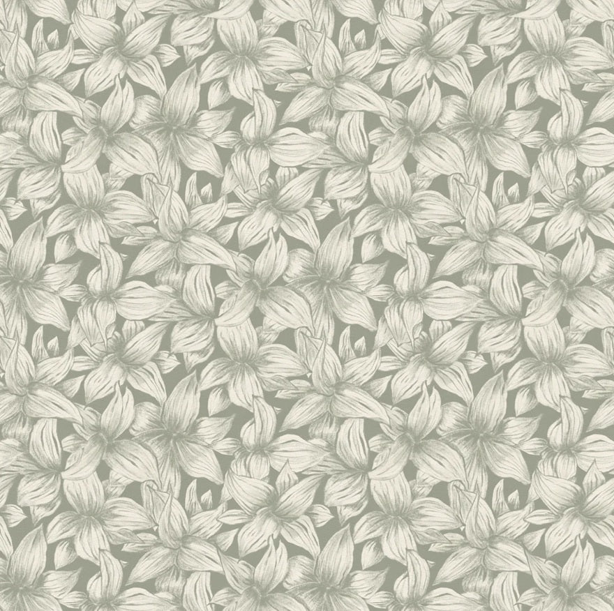 Summer Gray bloemen behang voor de kinderkamer folia laurel green groen