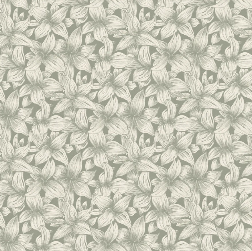 Summer Gray bloemen behang voor de kinderkamer folia laurel green groen