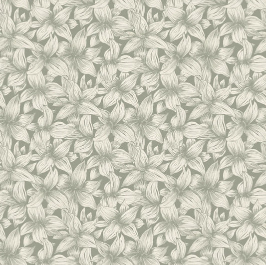 Summer Gray bloemen behang voor de kinderkamer folia laurel green groen