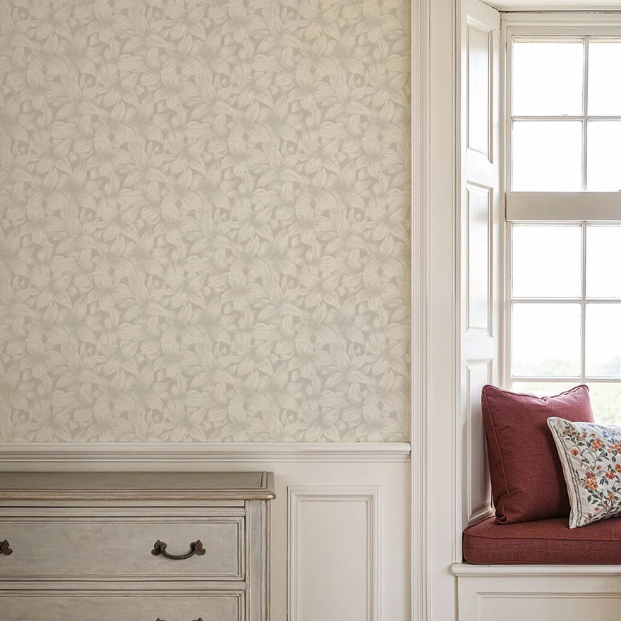 Summer Gray bloemen behang voor de kinderkamer folia soft sand zand beige