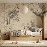 Vintage cartoon behang annet weelink voor de kinderkamer winnie the poeh babykamer neutrale babykamer jongenskamer meisjeskamer beige