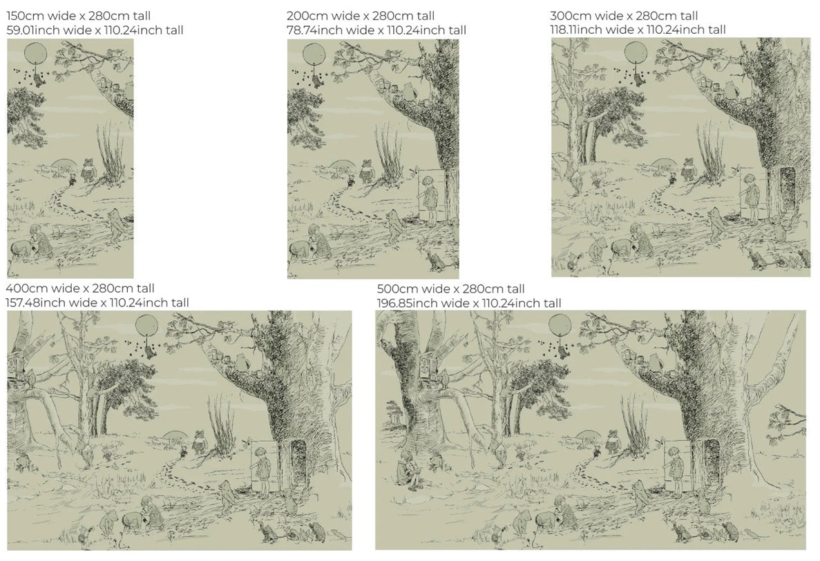 Vintage cartoon behang annet weelink voor de kinderkamer winnie the poeh babykamer neutrale babykamer jongenskamer meisjeskamer groen