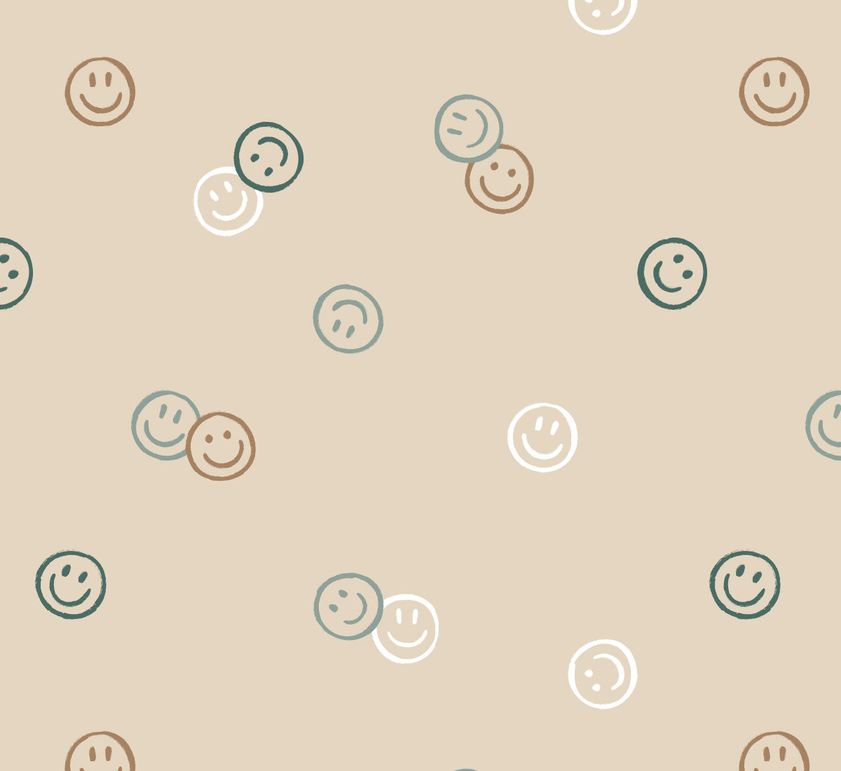 Smiley confetti behang voor kinderkamer beige neutraal Volpracht 