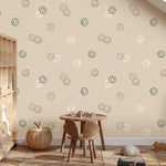 Smiley confetti behang voor kinderkamer beige neutraal Volpracht 