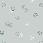 Smiley behang smiley confetti volpracht jongenskamer blauw