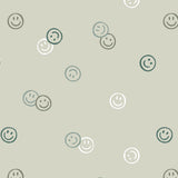 Smiley behang smiley confetti volpracht jongenskamer meisjeskamer neutrale kinderkamer groen