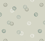 Smiley behang smiley confetti volpracht jongenskamer meisjeskamer neutrale kinderkamer groen