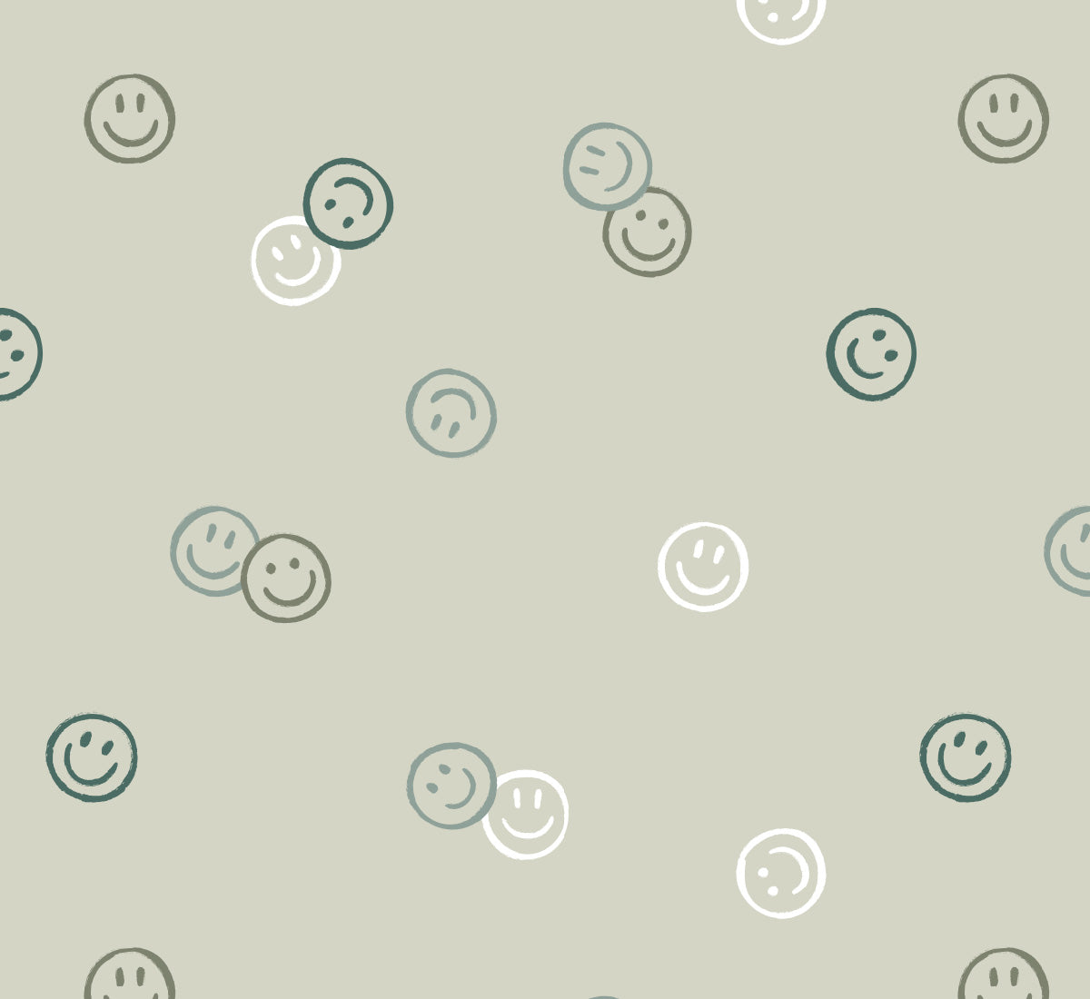 Smiley behang smiley confetti volpracht jongenskamer meisjeskamer neutrale kinderkamer groen