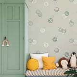 Smiley behang smiley confetti volpracht jongenskamer meisjeskamer neutrale kinderkamer groen