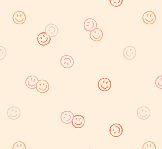 Smiley behang roze voor meisjeskamer smiley confetti volpracht kinderkamer behang