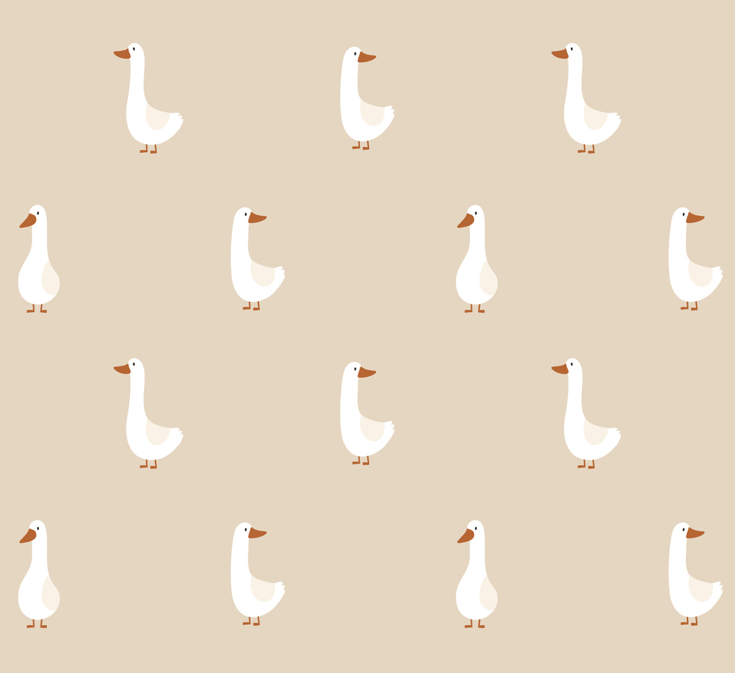 Volpracht Goose behang voor de neutrale kinderkamer en babykamer ganzen beige