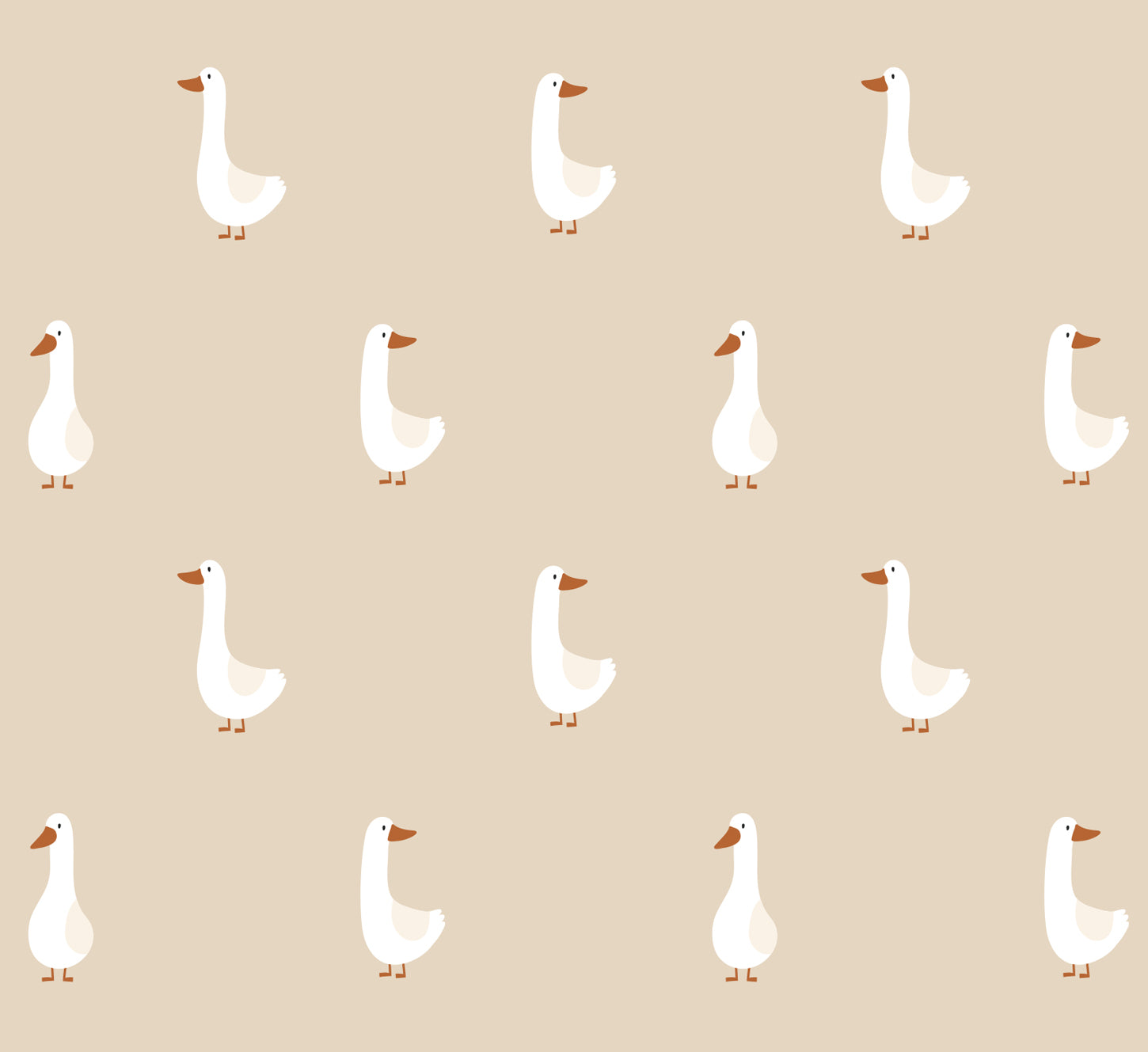 Volpracht Goose behang voor de neutrale kinderkamer en babykamer ganzen beige
