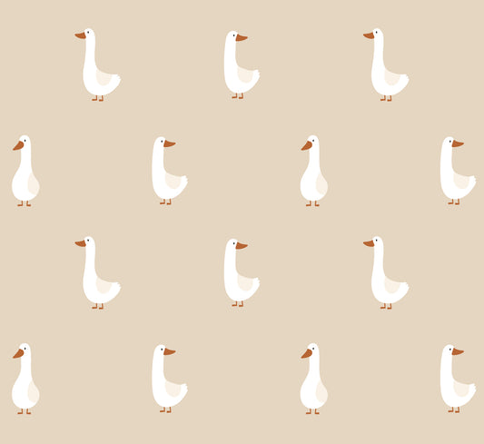 Volpracht Goose behang voor de neutrale kinderkamer en babykamer ganzen beige