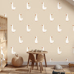 Volpracht Goose behang voor de neutrale kinderkamer en babykamer ganzen beige