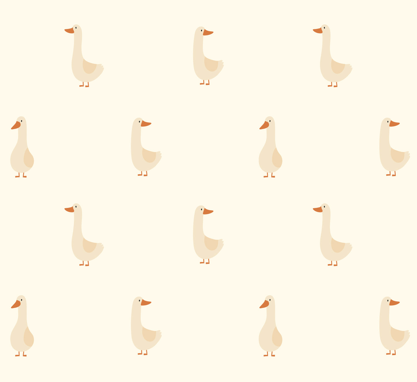 Volpracht Goose behang voor de neutrale kinderkamer en babykamer ganzen creme