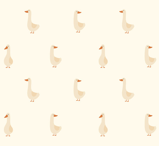 Volpracht Goose behang voor de neutrale kinderkamer en babykamer ganzen creme