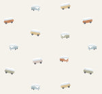 Volpracht Retro Busjes autobehang volkswagen busjes behang voor jongenskamer beige