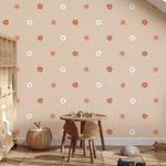 Bloemen behang voor meisjeskamer en babykamer Volpracht beige oudroze