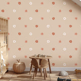 Bloemen behang voor meisjeskamer en babykamer Volpracht beige oudroze