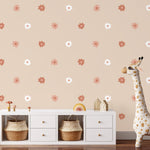 Bloemen behang voor meisjeskamer en babykamer Volpracht beige oudroze